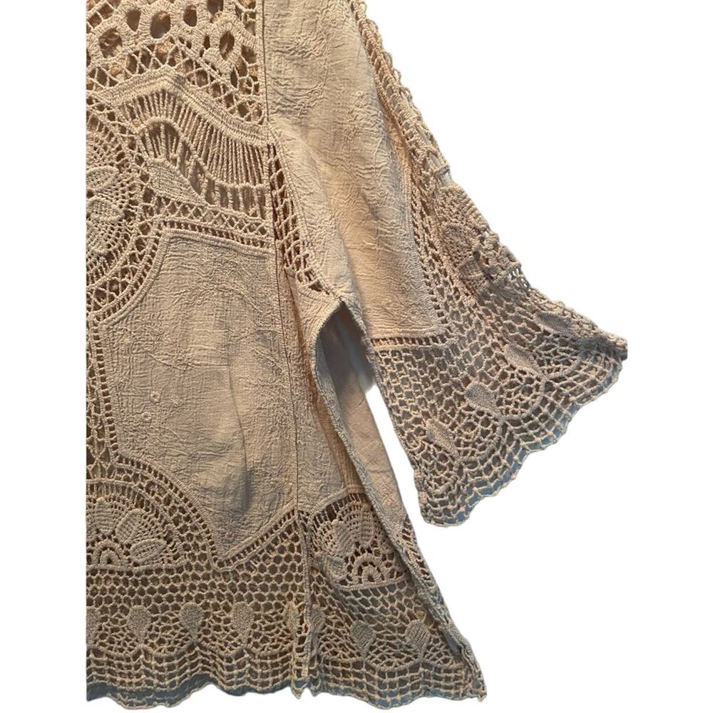 NATURAL UNIQUE CROCHET DESIGN TUNIC size Large - Picture 10 of 12